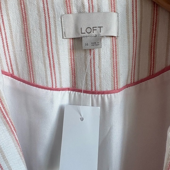 LOFT Striped Linen Blend Modern Blazer Jacket Size 14 NWT - Picture 2 of 7